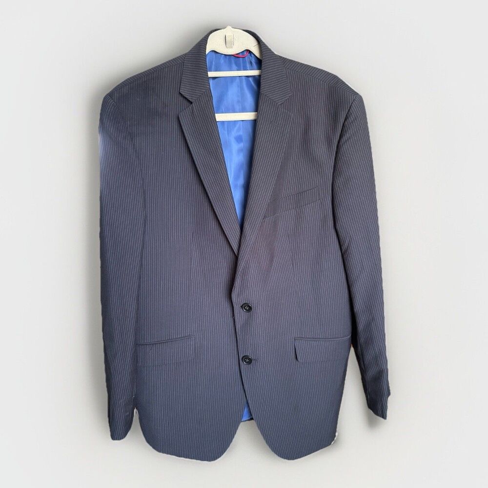 Billy London UK Black Pinstripe Suit 2 Piece 3 Button Men Size 42 R Pants 32x31